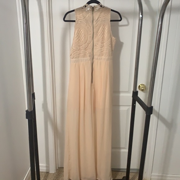 Beige Lace Romper With Partial Dress Cover up - Picture 6 of 6